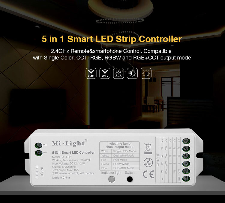 Universal controller LS2 (RGB, RGBW, RGB+CCT)