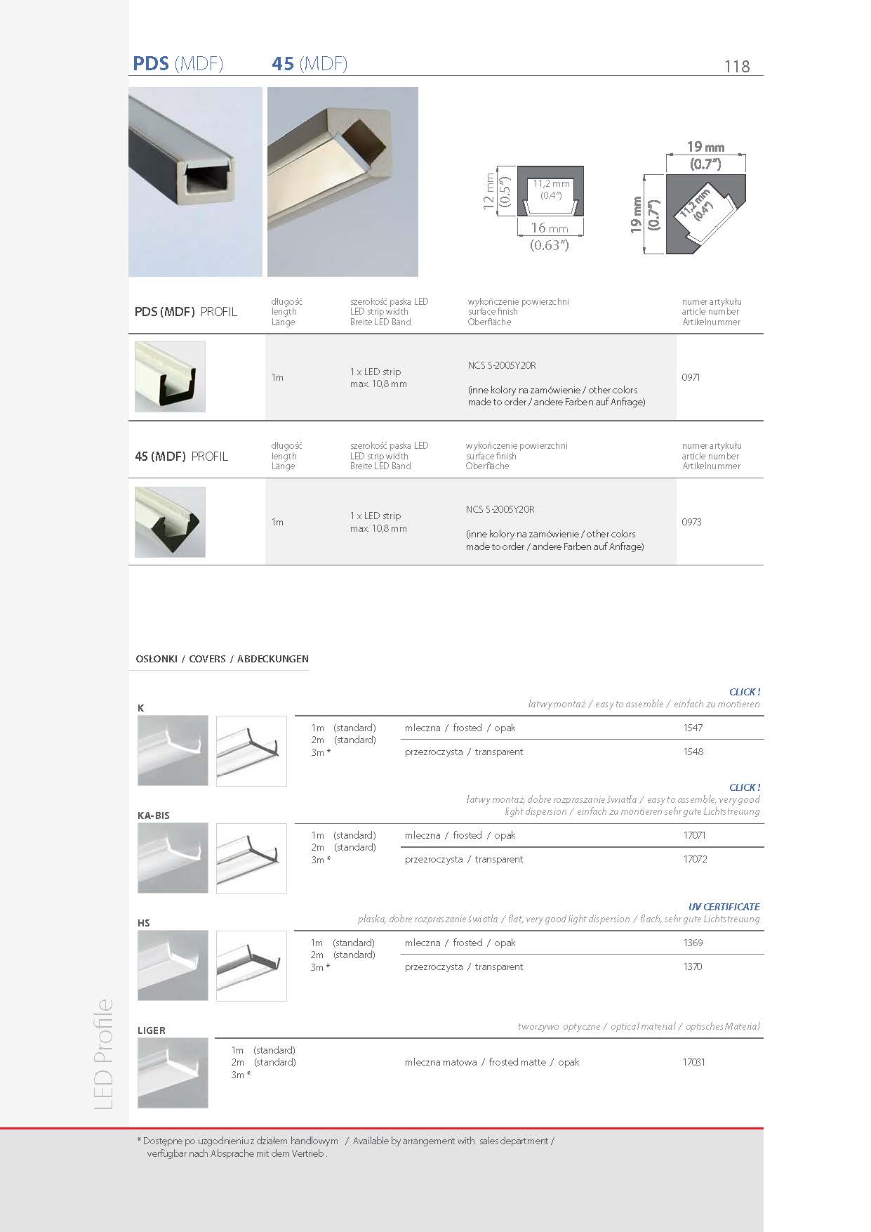 PDS-MDF, profile | stair-lighting.com, 0971 profile, PDS-MDF klus profile, PDS-MDF channel, 