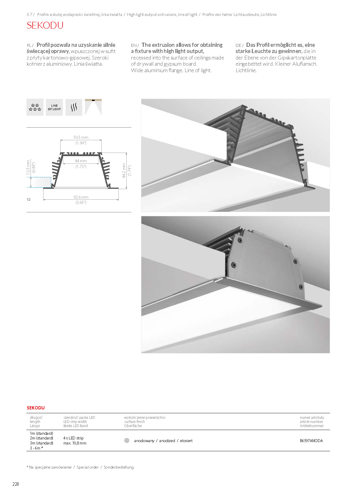 SEKODU, profile | stair-lighting.com, B6597 profile, SEKODU klus profile, SEKODU channel, l