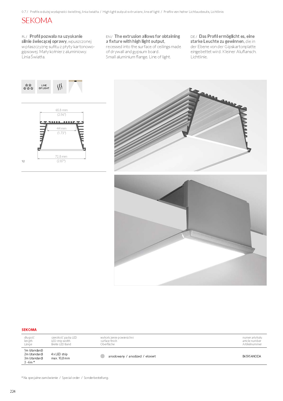 SEKOMA, profile | stair-lighting.com, B6595 profile, SEKOMA klus profile, SEKOMA channel,l