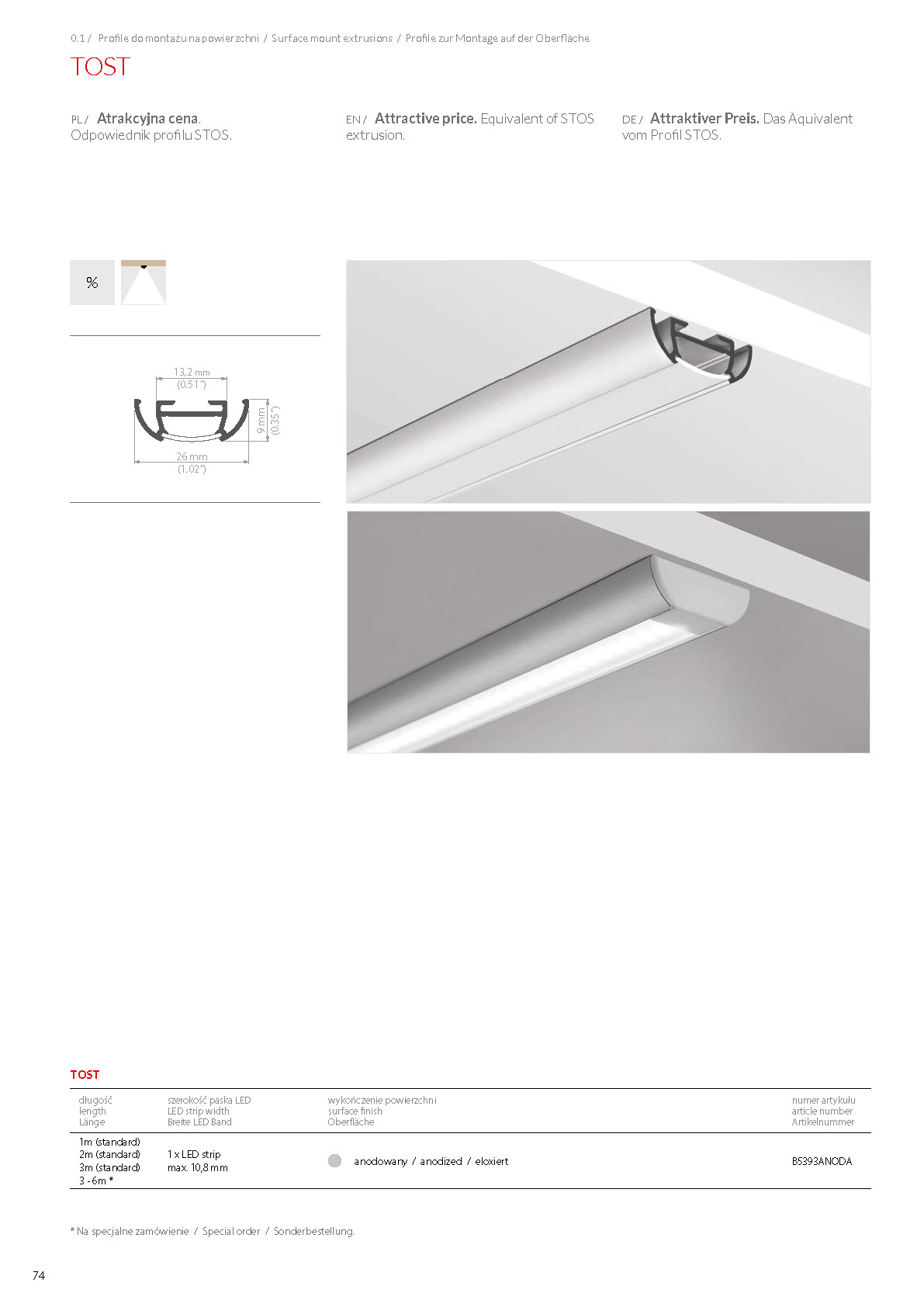 TOST, profile | stair-lighting.com, B5393 profile, TOST klus profile, TOST channel, 